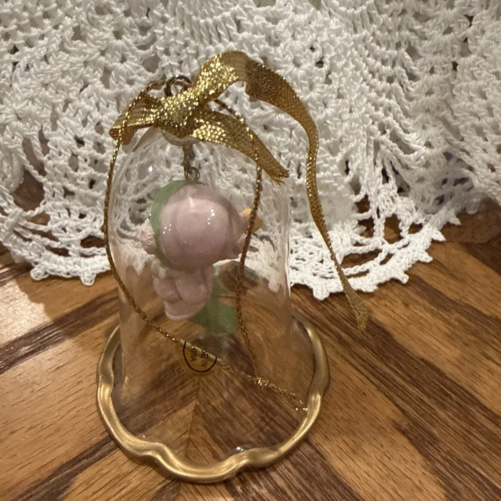 Vintage Enesco Precious Moments Christmas Glass Bell Ornament